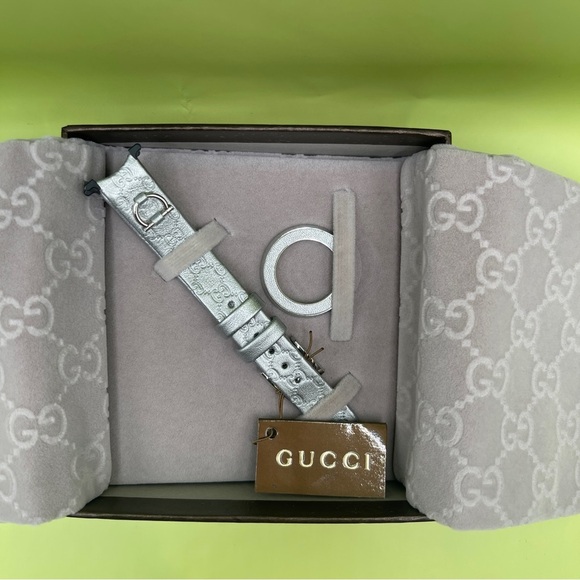 NIB Gucci U-Play Small Kit silver monogram Watch Bracelet and Matching Bezel - Picture 1 of 9